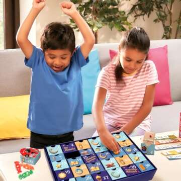 MOVINPE Ramdan Calendar with Drawers 2025 Ramadan Gifts for Kids, 30 Pre-Assembled Empty Boxes Eid Mubarak Coutdown Calendar Fillable Islamic Art Gift Box, Ramadan Party Supplies Blue