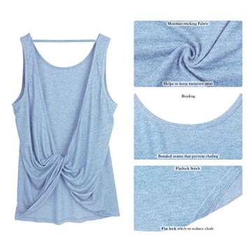 Icyzone Women's Open Back Athletic Tank Tops - Sky Blue