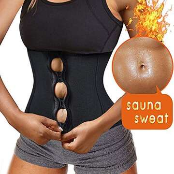 Womens Hot Sweat Weight Loss Neoprene Workout Shirt Waist Trainer Corset Trimmer Belt Body Shaper Cincher Zipper Slimming (Black, XXL(US 22W))