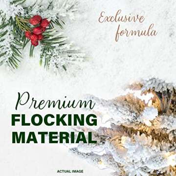 Fraser Hill Farm 9-Ft. Mountain Pine Flocked Artificial Christmas Tree with Warm White LED Lights and Stand, Prelit Foldable Fake Tree with Realistic Snowy Foliage for Home Decoration