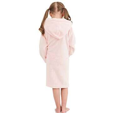 Cozy Girls' Plush Bathrobe - Hooded Fleece Cover-up