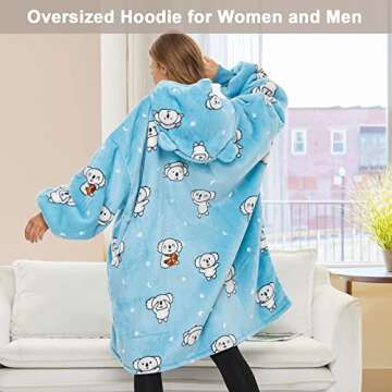 THREE POODLE Cozy Oversized Blanket Hoodie for All Ages