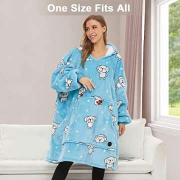 THREE POODLE Cozy Oversized Blanket Hoodie for All Ages