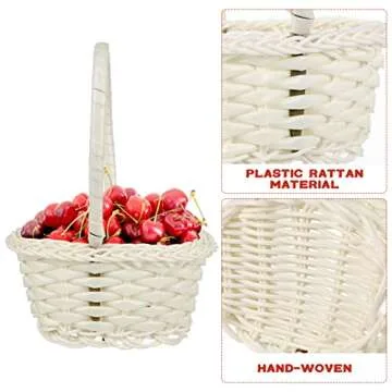 Mini Woven Baskets with Handles Farmhouse Small Rattan Basket Handheld Picking Vegetable Fruit Baskets Decoration Container for Garden Wedding Party Favors Crafts