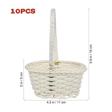 Mini Woven Baskets with Handles Farmhouse Small Rattan Basket Handheld Picking Vegetable Fruit Baskets Decoration Container for Garden Wedding Party Favors Crafts