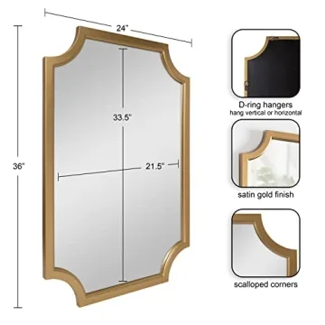 Kate and Laurel Scallop Framed Wall Mirror in Gold