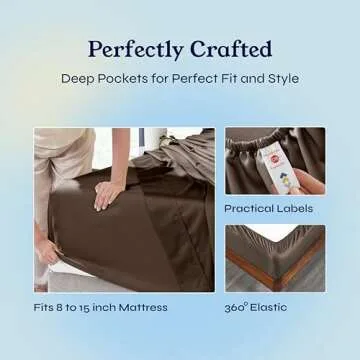 California Design Den Twin Bed Sheets 400 Thread Count, 100% Cotton Sateen Sheets for Twin Size Bed, Soft & Breathable, Cooling Brown Bed Sheet, Deep Pocket Bed Sheets (Brown)
