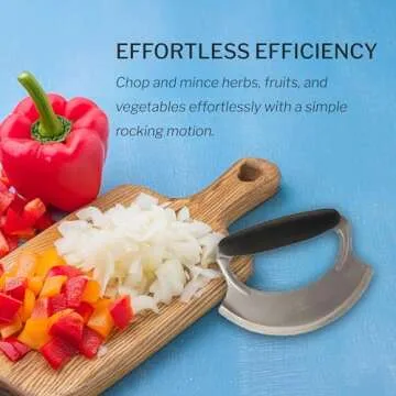 Amco 4.9" Mezzaluna with Silicone Handle & Stainless Steel Blade - Dishwasher Safe Versatile Chopping Tool for All Kitchen Needs - Non-Slip Grip, Easy to Use and Comfortable to Hold