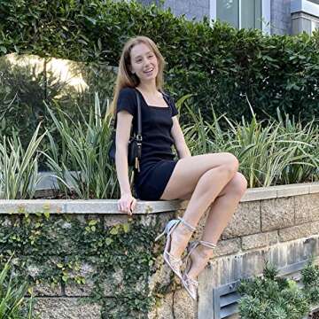 TINSTREE Transparent Heels for Women,Women's Crystal Slingback Pumps Pointed Toe Heels Strappy Triangle Heeled Party Wedding Bride Sandal Heel Pump with Rhinestone Sparkling Transparent,06