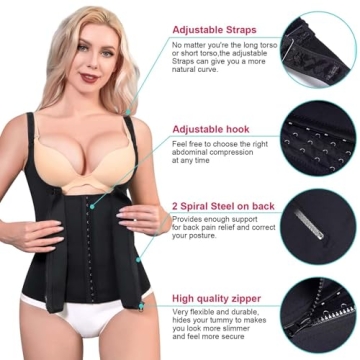 LODAY Waist Trainer Corset for Women Tummy Control Shaper Black