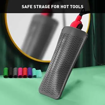 ZAXOP Resistant Silicone Mat Pouch for Flat Iron, Curling Iron,Hot Hair Tools (Grey)