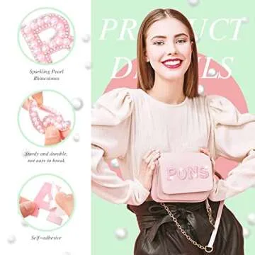104 Pcs Pearl Letter Patches Self Adhesive 4 Sets A-Z Pearl English Rhinestone Alphabet Bling Glitter Pearl Letter Patches Letter Sticker for DIY Clothes Bags Hats Phone Backpacks (Pink)