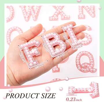 104 Pcs Pearl Letter Patches Self Adhesive 4 Sets A-Z Pearl English Rhinestone Alphabet Bling Glitter Pearl Letter Patches Letter Sticker for DIY Clothes Bags Hats Phone Backpacks (Pink)