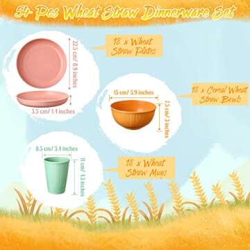 54 Pcs Dinnerware Sets Unbreakable Dish Set for 18 Microwave Dishwasher Safe Reusable Plate Cup and ...