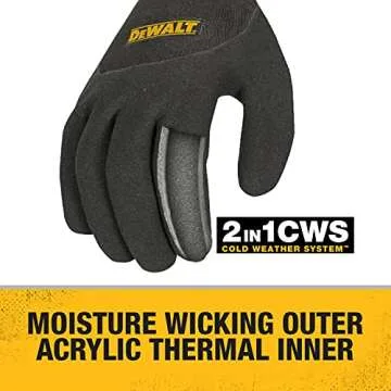 Dewalt DPG737L Thermal Insulated Grip Glove 2 In 1 Design, Large, Black/Yellow