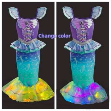 LEDPATY Girls Mermaid Costumes With Bag Little Mermaid Dress for Kids with Accesseries