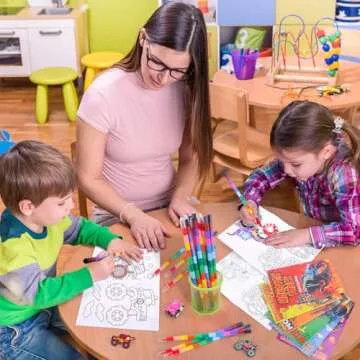 Miucat 12Pcs Monster Truck Party Favors Coloring Books with 12Pcs Stacking Crayons, Machines Jam Birthday Favors Books for Kids Boys Gifts Classroom Supplies