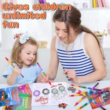 Miucat 12Pcs Monster Truck Party Favors Coloring Books with 12Pcs Stacking Crayons, Machines Jam Birthday Favors Books for Kids Boys Gifts Classroom Supplies