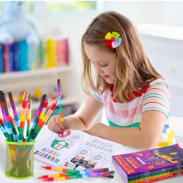 Miucat 12Pcs Monster Truck Party Favors Coloring Books with 12Pcs Stacking Crayons, Machines Jam Birthday Favors Books for Kids Boys Gifts Classroom Supplies