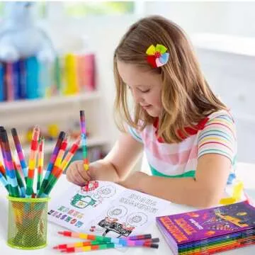 Miucat 12Pcs Monster Truck Party Favors Coloring Books with 12Pcs Stacking Crayons, Machines Jam Birthday Favors Books for Kids Boys Gifts Classroom Supplies