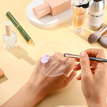 Makeup Mixing Palette 2 Pieces Handheld Makeup Mixing Tray Acrylic Foundation Mixing Tray Clear Foundation Palette Eyeshadow Makeup Hand Palette Cosmetic Foundation Dish for Makeup Blending