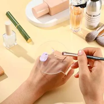 Makeup Mixing Palette 2 Pieces Handheld Makeup Mixing Tray Acrylic Foundation Mixing Tray Clear Foundation Palette Eyeshadow Makeup Hand Palette Cosmetic Foundation Dish for Makeup Blending