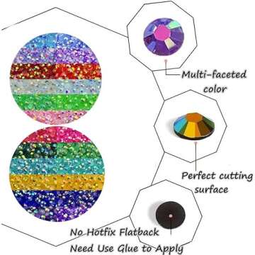 Pinhoollgo 10000pcs 4mm Resin Flatback Rhinestone, Lake Blue AB Flatback Rhinestone for Craft Bling Glitter Diamond Stone Round Flatback Rhinestones for Face Nail Cup Shoes DIY Accessories