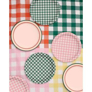 xo, Fetti Gingham Checkered Washable Tablecloth - 9ft. | Camp Bachelorette Party Supplies, Getting Lit + Getting Hitched, Glamping Birthday Party Decorations, Pastel Baby Shower, Cute Tableware