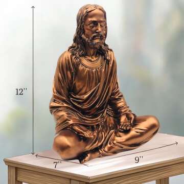 Jesus Statue 12" Bronze - Meditation Statue Decor - Jesus Figurine for Any Room - Great Gift for Chr...