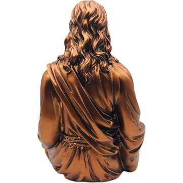 Jesus Statue 12" Bronze - Meditation Statue Decor - Jesus Figurine for Any Room - Great Gift for Christians or Spiritual Friends.