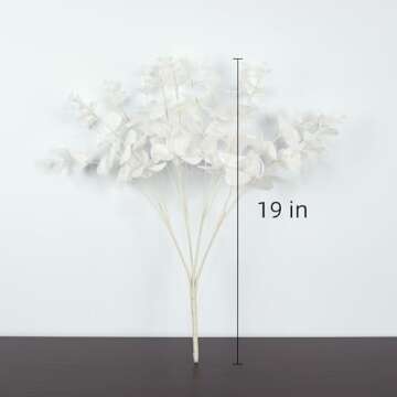 NOLAST 19" Faux Flowers Artificial Silk Silver Dollar Eucalyptus Stems Fake Plant for Vase Home Wedding Decor 3 Pcs (White)