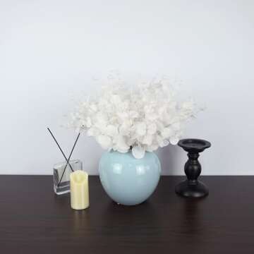 NOLAST 19" Faux Flowers Artificial Silk Silver Dollar Eucalyptus Stems Fake Plant for Vase Home Wedding Decor 3 Pcs (White)