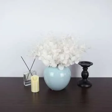 NOLAST 19" Faux Flowers Artificial Silk Silver Dollar Eucalyptus Stems Fake Plant for Vase Home Wedding Decor 3 Pcs (White)