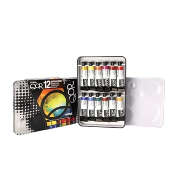 QoR Introductory 12 Set by GOLDEN, 12 x 5 ml tubes, Professional Watercolor Paint Set