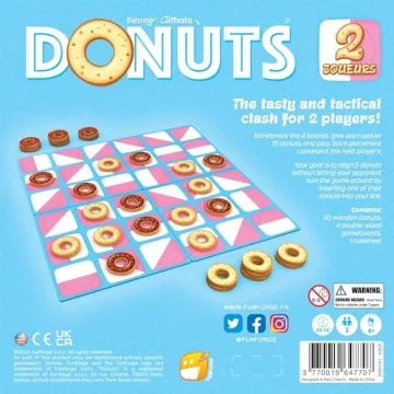Funforge: Donuts - The Tasty & Tactical Clash for 2 Players, Placement Board Game, Abstract Adult & Family Game, Ages 8+, 10-15 Min