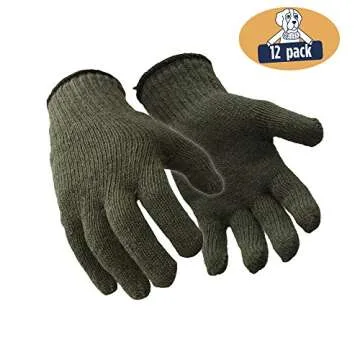 RefrigiWear Ragg Wool Glove Liners (Green, Large/X-Large) - 12 Pairs for Extreme Warmth and Comfort