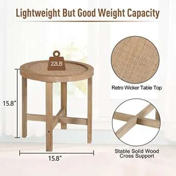 MFSTUDIO Round End Table Eco-Friendly Boho Design