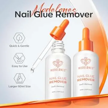 Modelones Nail Glue Remover for Press On Nails, 60 ML Press On Nails Remover for Nails Press Ons Nail Tips Acrylic Nails, Nail Polish Remover with Crystal Stick