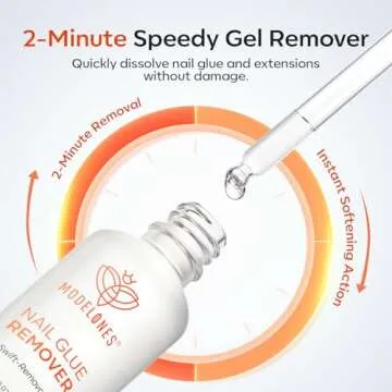 Modelones Nail Glue Remover for Press On Nails, 60 ML Press On Nails Remover for Nails Press Ons Nail Tips Acrylic Nails, Nail Polish Remover with Crystal Stick