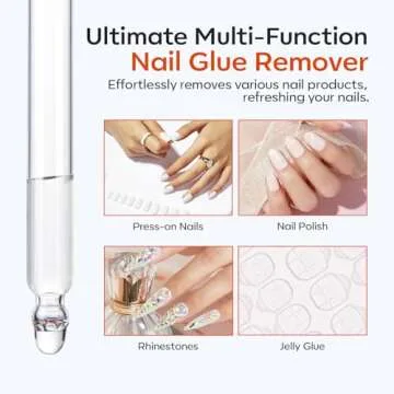 Modelones Nail Glue Remover for Press On Nails, 60 ML Press On Nails Remover for Nails Press Ons Nail Tips Acrylic Nails, Nail Polish Remover with Crystal Stick