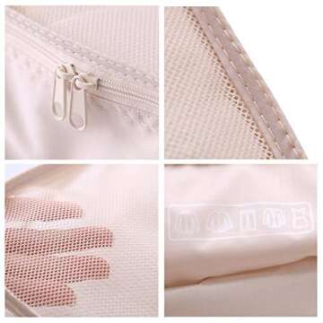 Travel Packing Cubes 7 Set, JJ POWER Luggage Organizers with toiletry kit shoe bag (Beige)