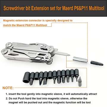 Maerd P6 P11 Multitool Accessory Tools Set, Screwdriver Magnetic Extender Accessory bits with Hardness Tungsten steel Wire Cut Blade Replaceable, ONLY FOR MAERD P6 P11 MULTI-TOOLS (Accessory set)