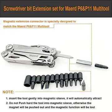 Maerd P6 P11 Multitool Accessory Tools Set, Screwdriver Magnetic Extender Accessory bits with Hardness Tungsten steel Wire Cut Blade Replaceable, ONLY FOR MAERD P6 P11 MULTI-TOOLS (Accessory set)