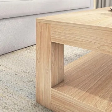 Plank+Beam 48" Modern Coffee Table - Solid Wood Elegance