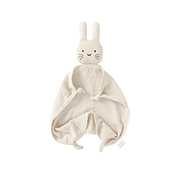 okdiy Organic Cotton Bunny Loveys for Babies,Newborn Baby Lovey Security Blanket,Lovies for Babies N...