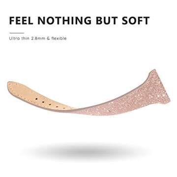 SWEES Genuine Leather Band Compatible for Apple Watch 41mm 38mm 40mm, Shiny Glitter Matte Thin Leather Strap Compatible with iWatch Series 7 6 5 4 3 2 1 SE Sport Edition Women, Glistening Rose Gold