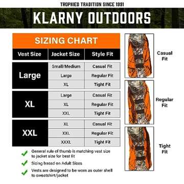 Klarny Blaze Orange Hunting Vest, High-Visibility, Waterproof Deer and Bow Hunting Gear for Men, Women, Kids, Ultra-Quiet Hunter Orange Vest for Safety, Comfort, Essential Hunting Accessories, XL