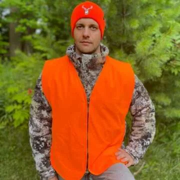 Klarny Blaze Orange Hunting Vest, High-Visibility, Waterproof Deer and Bow Hunting Gear for Men, Women, Kids, Ultra-Quiet Hunter Orange Vest for Safety, Comfort, Essential Hunting Accessories, XL