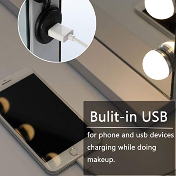 HOMPEN Vanity Mirror with Dimmable LED and USB Charging