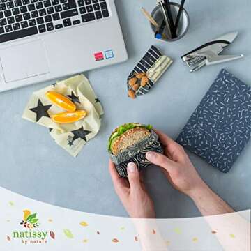 Reusable Beeswax Wraps for Food, Set of 6 Organic Wax Wraps for Food Reusable; Reusable Beeswax Paper Food Wrap; Reusable Wax Food Wrap for Bread, Sandwich; Bees Wax Paper for Covering Food Bowls